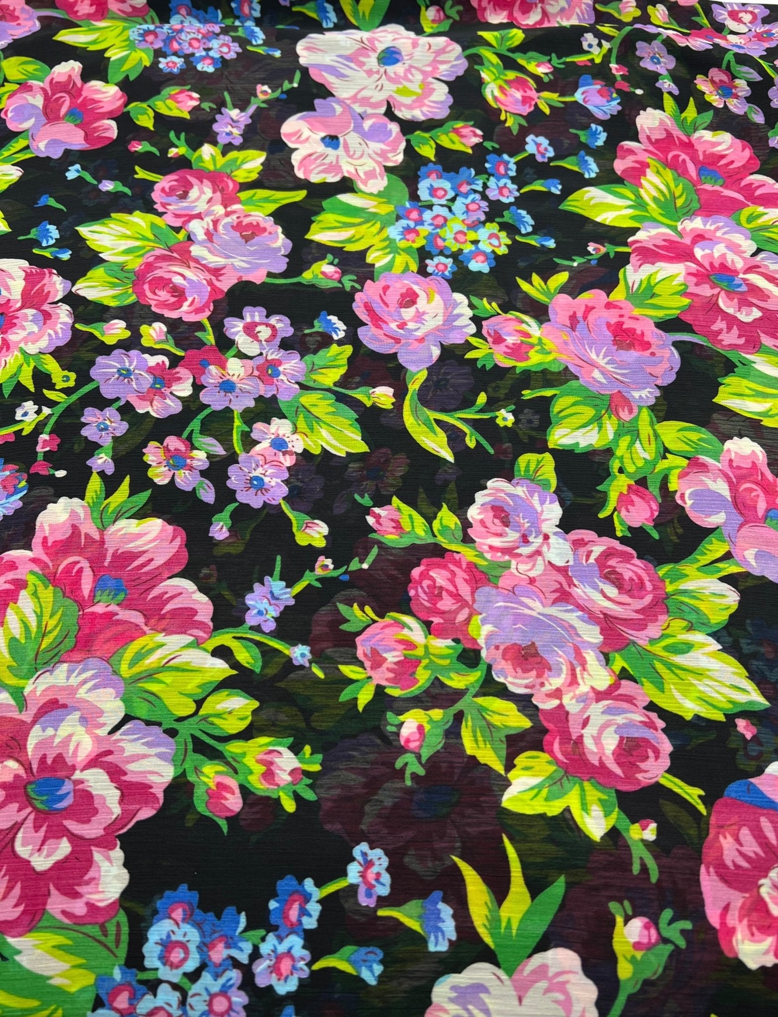 Bright Floral Green Leaves Printed Chiffon Dress Fabric - T9 Fabrics